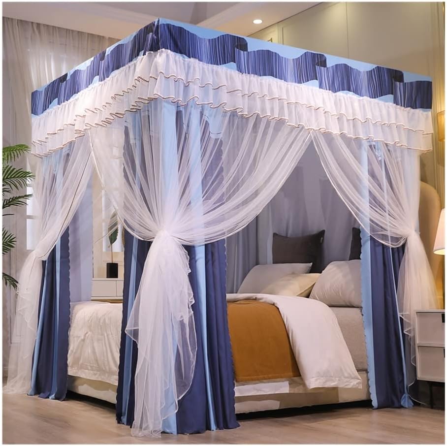 Mosquito Net for 1.5m/5ft Bed, 4 Pole Support Luxury Bed Canopy, Girls Bedroom Decorative Princess Style Bed Curtain (Color : Style 5, Size : 1.5x2x2m)