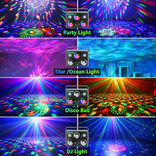 Disco Ball,Party DJ Disco Light Strobe Stage Dance Light Glow Party Sound Activated with Remote Control Rave Ocean Star Projector for Club KTV Christmas Halloween Dancing Parties Holiday Décor — view 3