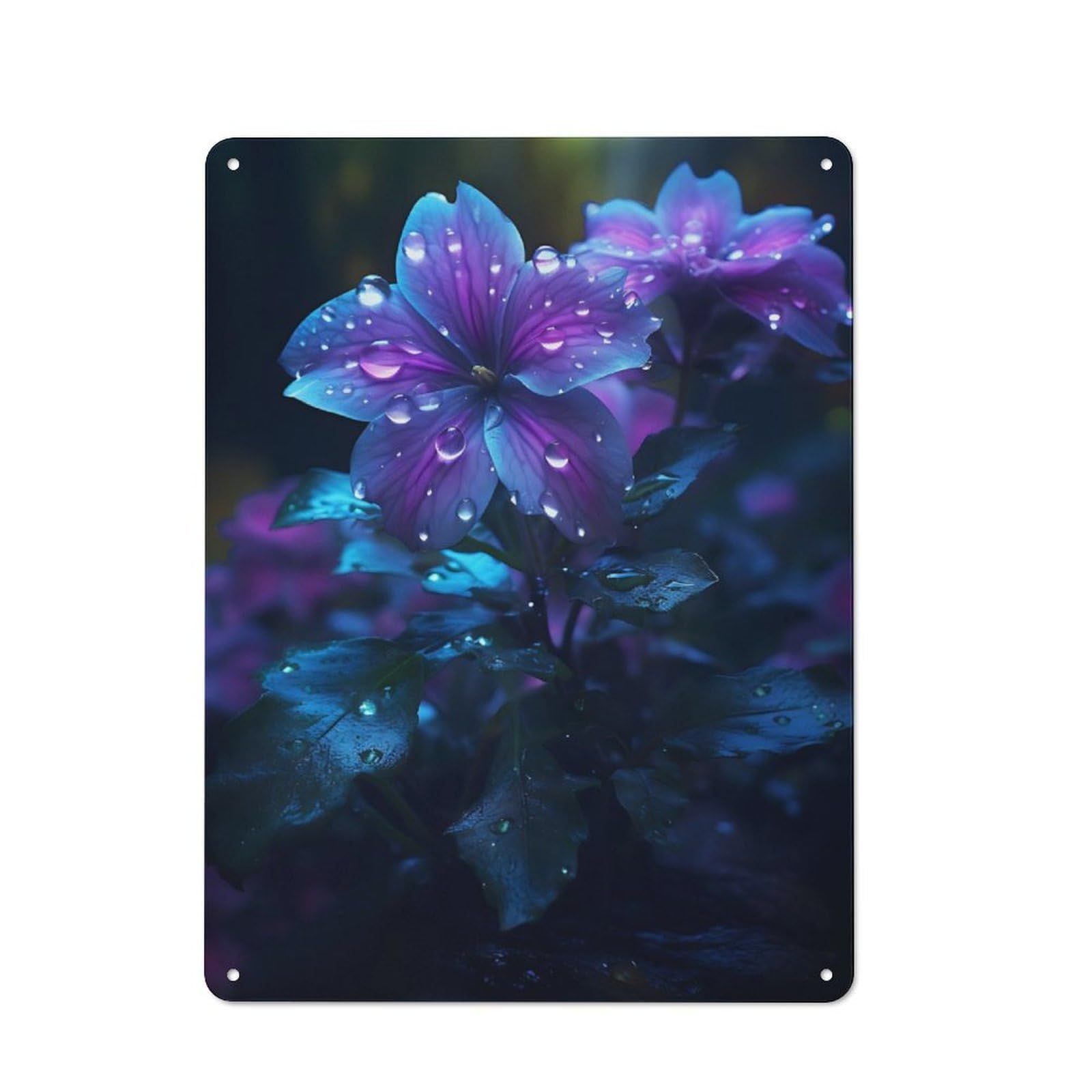 Junmoney Rainy Violet Flower Retro Metal Wall Sign 40X30cm With For Home Bar Wall, A Housewarming Gift For Hosts Who Enjoy Retro Interiors