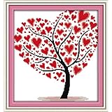 OWN4B クロスステッチ刺繍キット図案印刷、11ct ラブツリー 初心者向けの簡単な刺繍セット42x44cm Cross Stitch