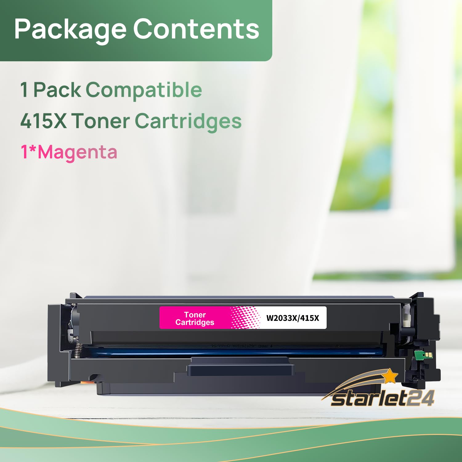 Starlet24 1x 415X Magenta kompatybilny zamiennik dla HP 415X Magenta Toner W2033X 415X M do HP Color Laserjet Pro MFP M479fdw M479fnw M454dn M454dw M479 M479dw M479fdn