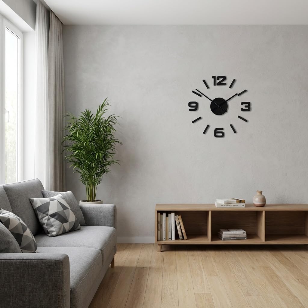 FLEXISTYLE Orologio da parete 3D fai da te, in legno di quercia, grande, 50-75 cm, 3D, design moderno, EKO, orologio da parete, decorazione per ufficio, soggiorno, camera da letto, articolo