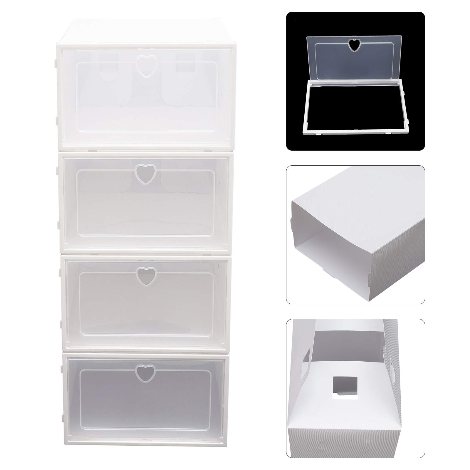 20 scatole per scarpe, impilabili, in plastica trasparente, con coperchio, colore bianco, per uomo/donna