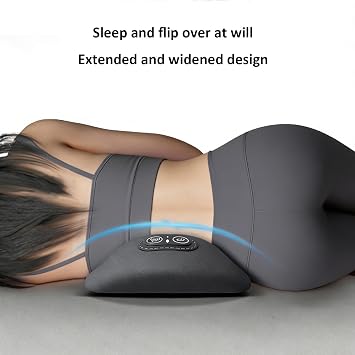 Theraback 3 in 1 Back Therapy,Lower Back Massager with Spinal Traction,Electric Lumbar Massagers with Heat Vibration, Waist Massage Support Pillow, Deep Tissue, Muscle Relax (Light Gray)