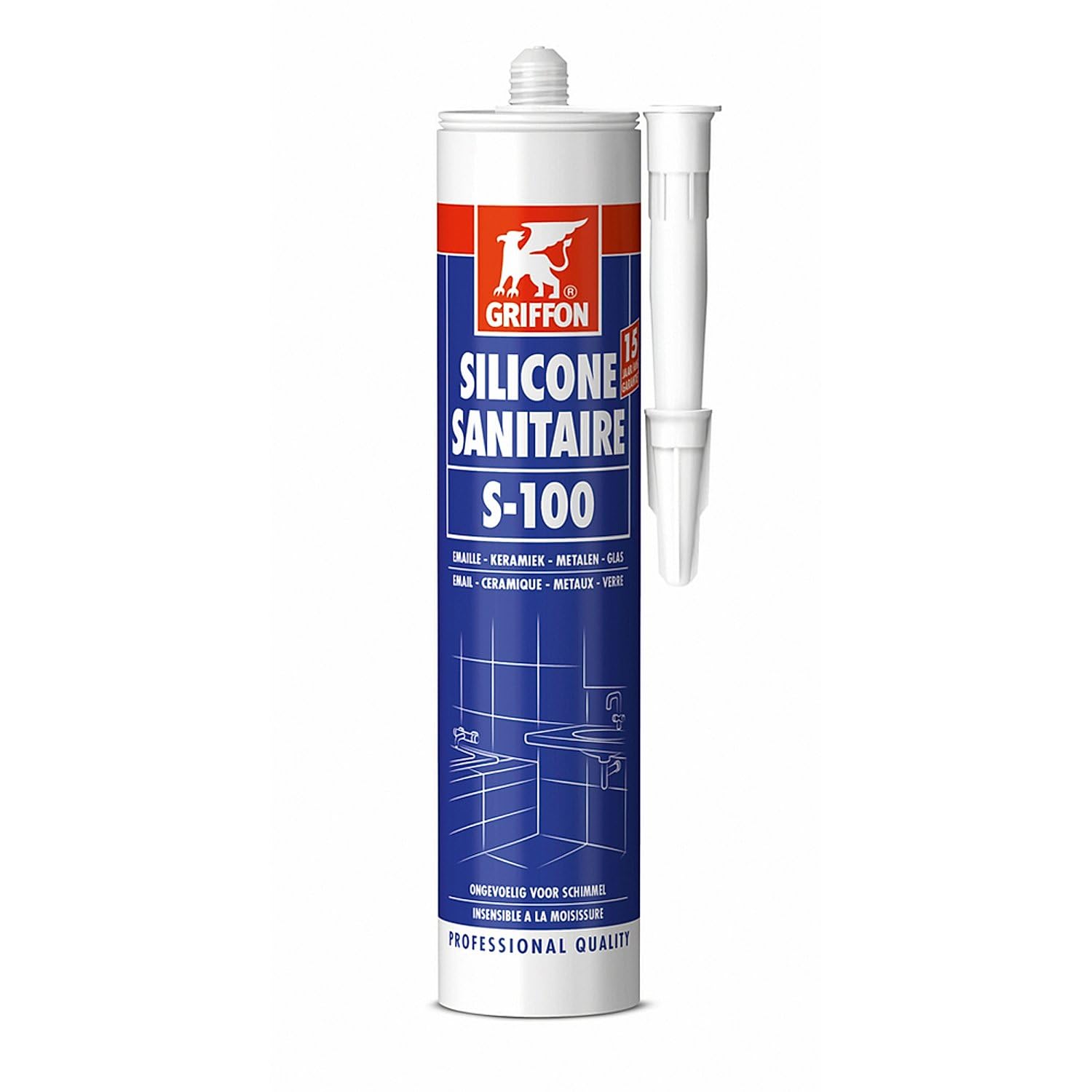MASTIC SILICONE SANITAIRE S 100 TRANSPARENT 300ML GRIFFON