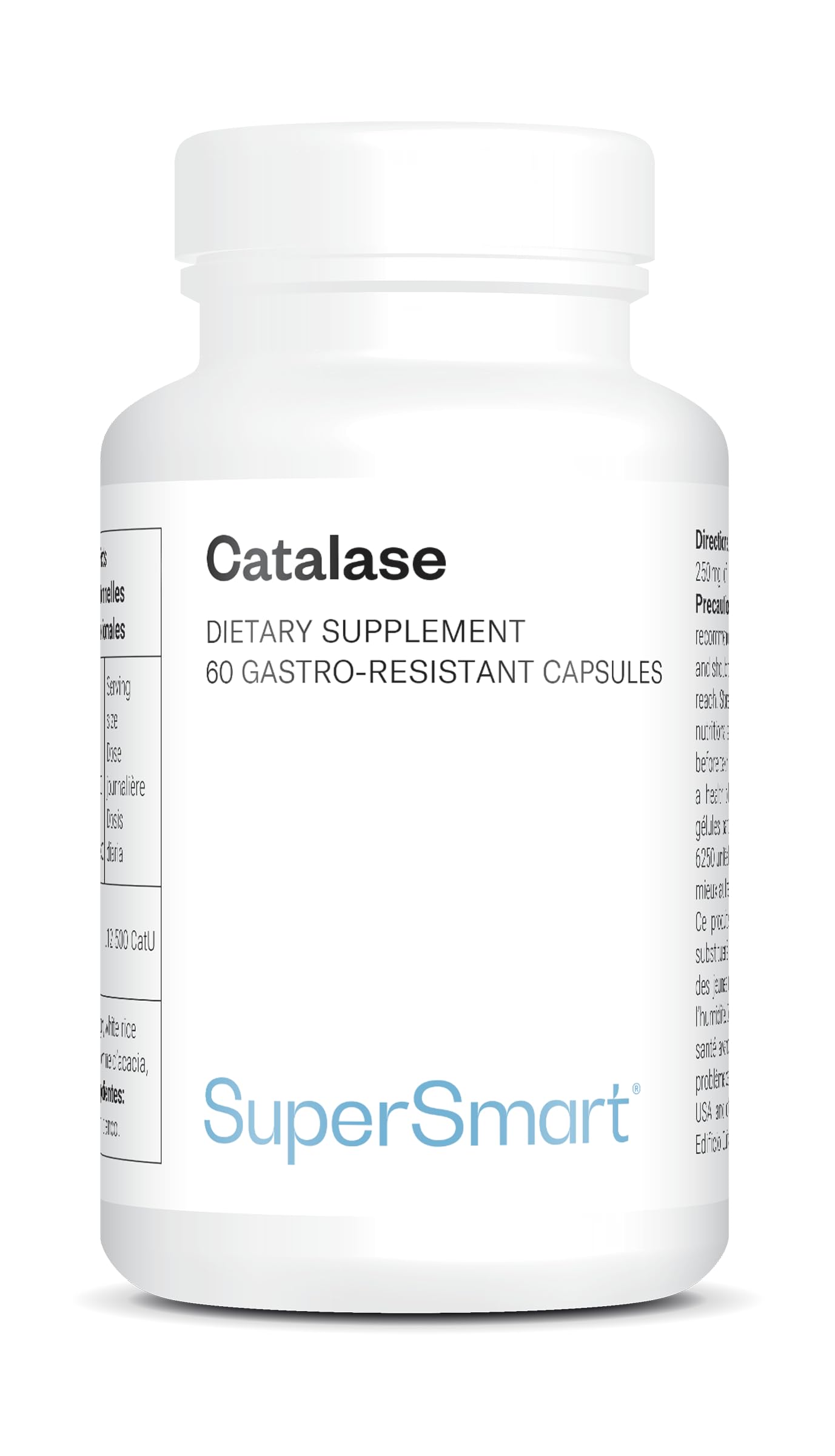 Catalase Anti-Cheveux Blancs 60 gélules SuperSmart - Blanchiment Prématuré Poils - Anti-Âge - Restauration Couleur Naturelle - Vegan