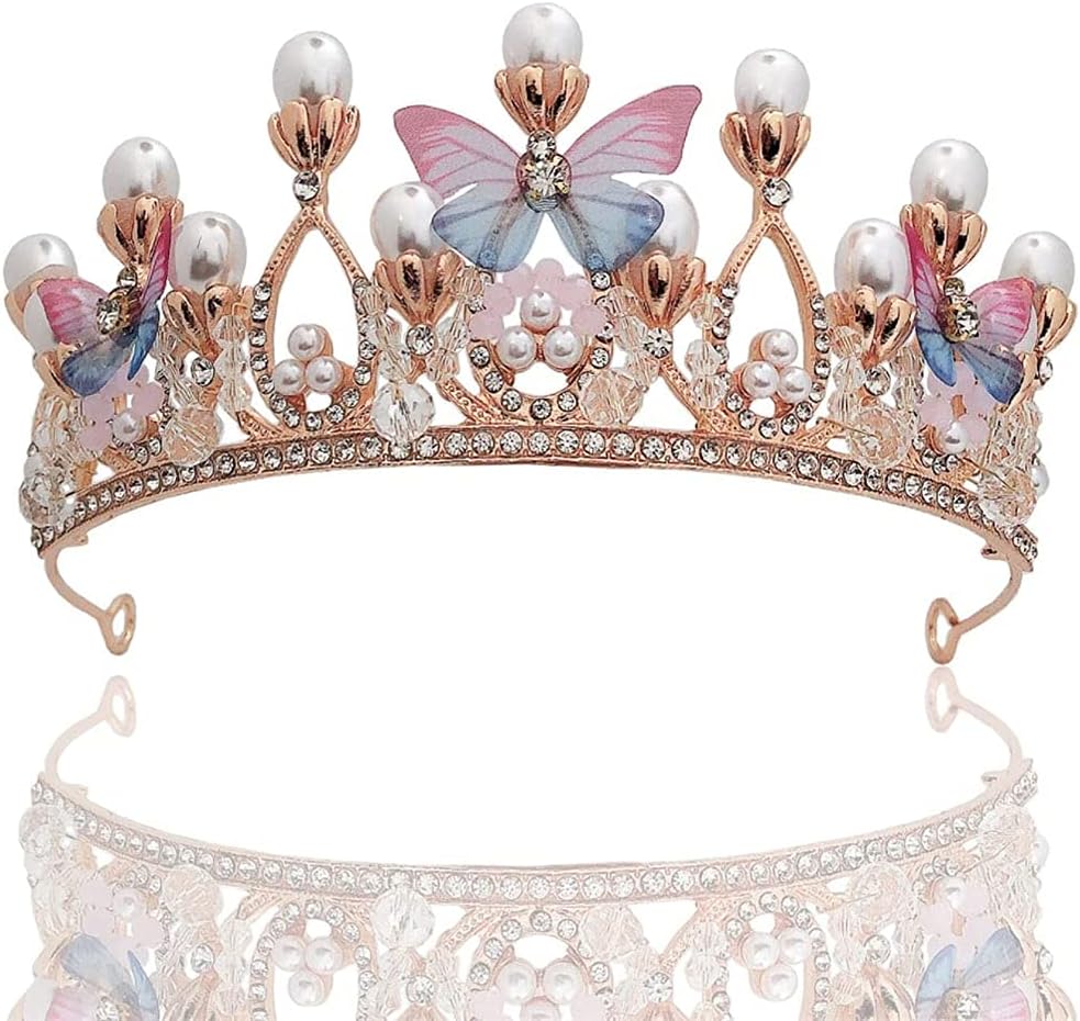 ELECDON Princess Tiaras, Butterfly Crystal Tiara for Girls' Performance & Catwalk