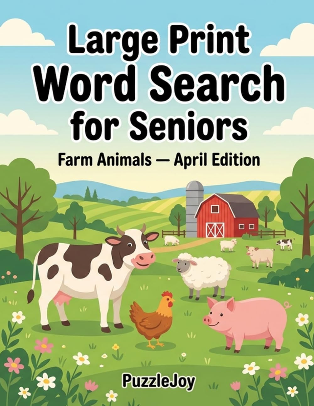 Large Print Farm Animals Word Search: 60 Medium Puzzles: Standard/Medium Difficulty Puzzles for Seniors & Adults with Relaxing 10x10 Grids