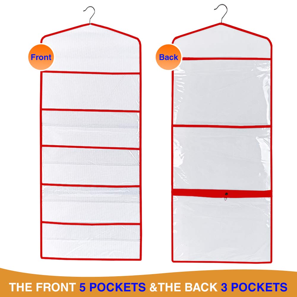 ProPik Almacenamiento para bolsas de regalo, papel de seda y papel de regalo, organizador de almacenamiento de bolsas de regalo colgantes, PVC de 38 x 16 pulgadas (rojo)