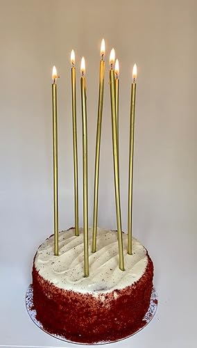 Velas de cumpleaños para decoración de pasteles y cupcakes, velas altas y delgadas doradas para bodas y fiestas