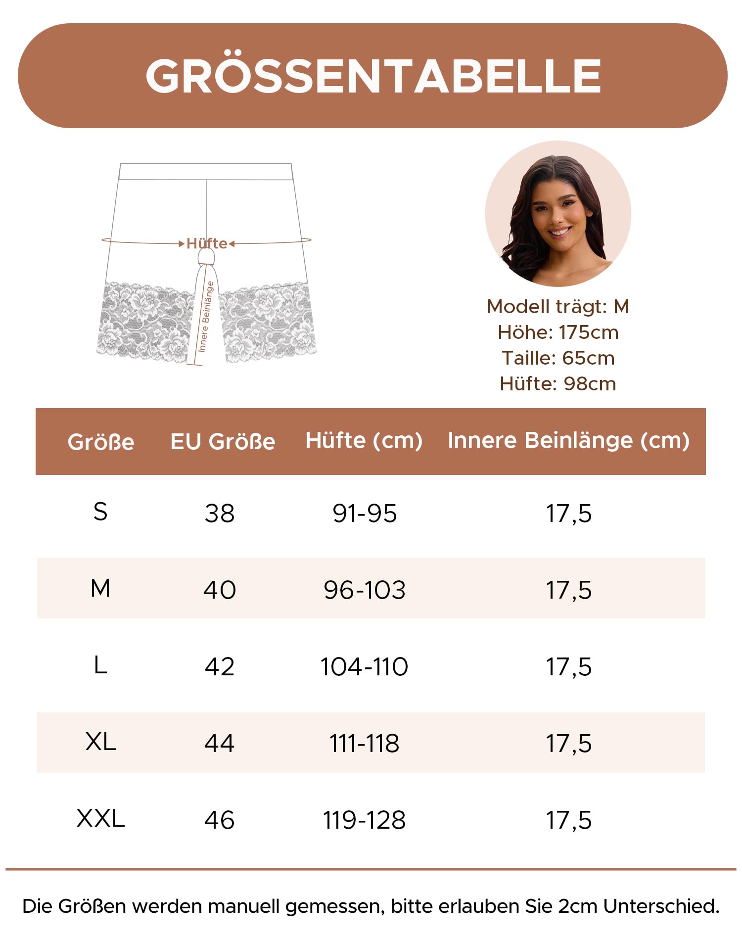 INNERSY Radlerhose Damen Kurz für Kleid mit Spitze Anti Scheuern Oberschenkel Unterziehhose Leicht