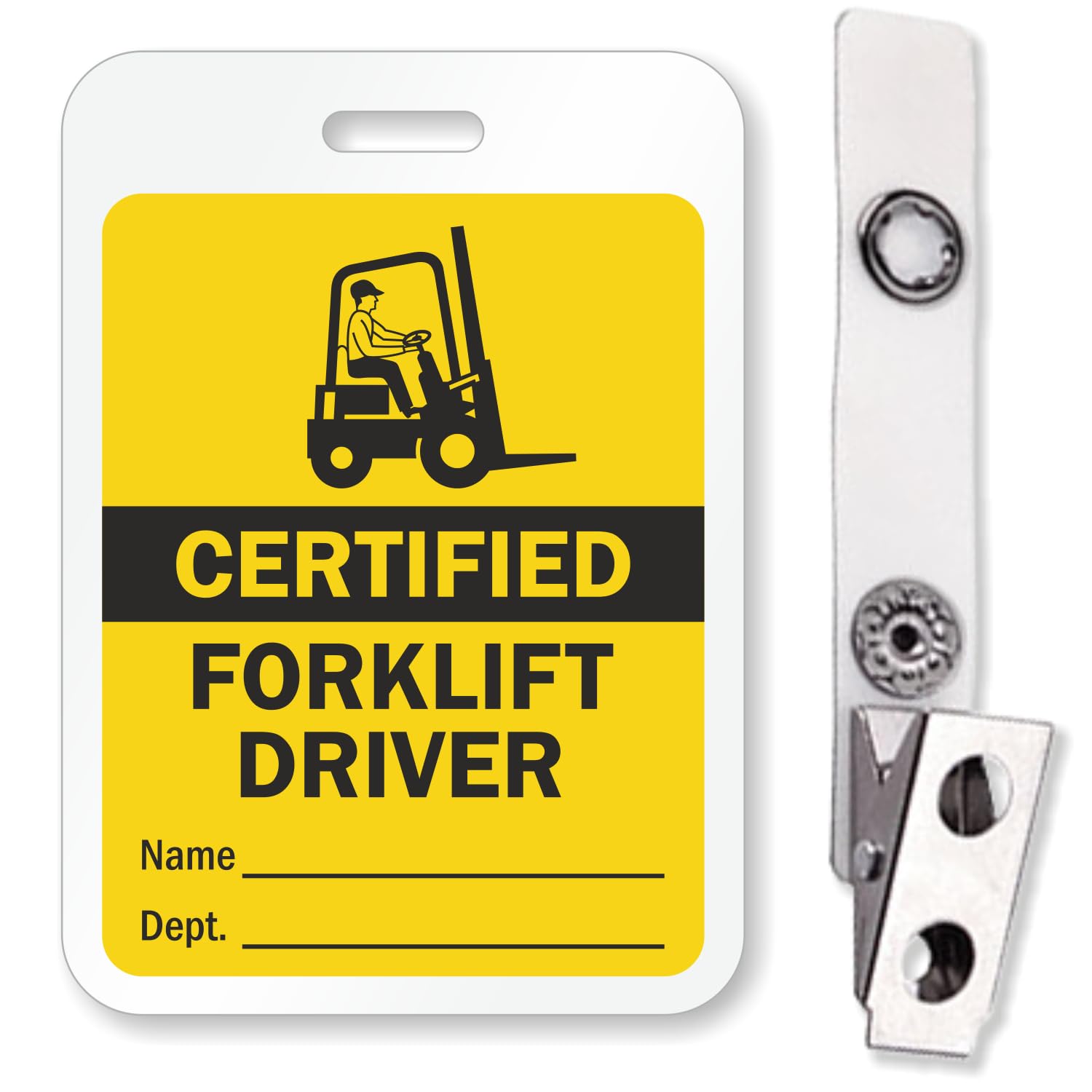 SmartSign Certified Forklift Driver Badge - Write Own Name & Department Reusable ID Badge with Bulldog Clip | 3" x 2.125"