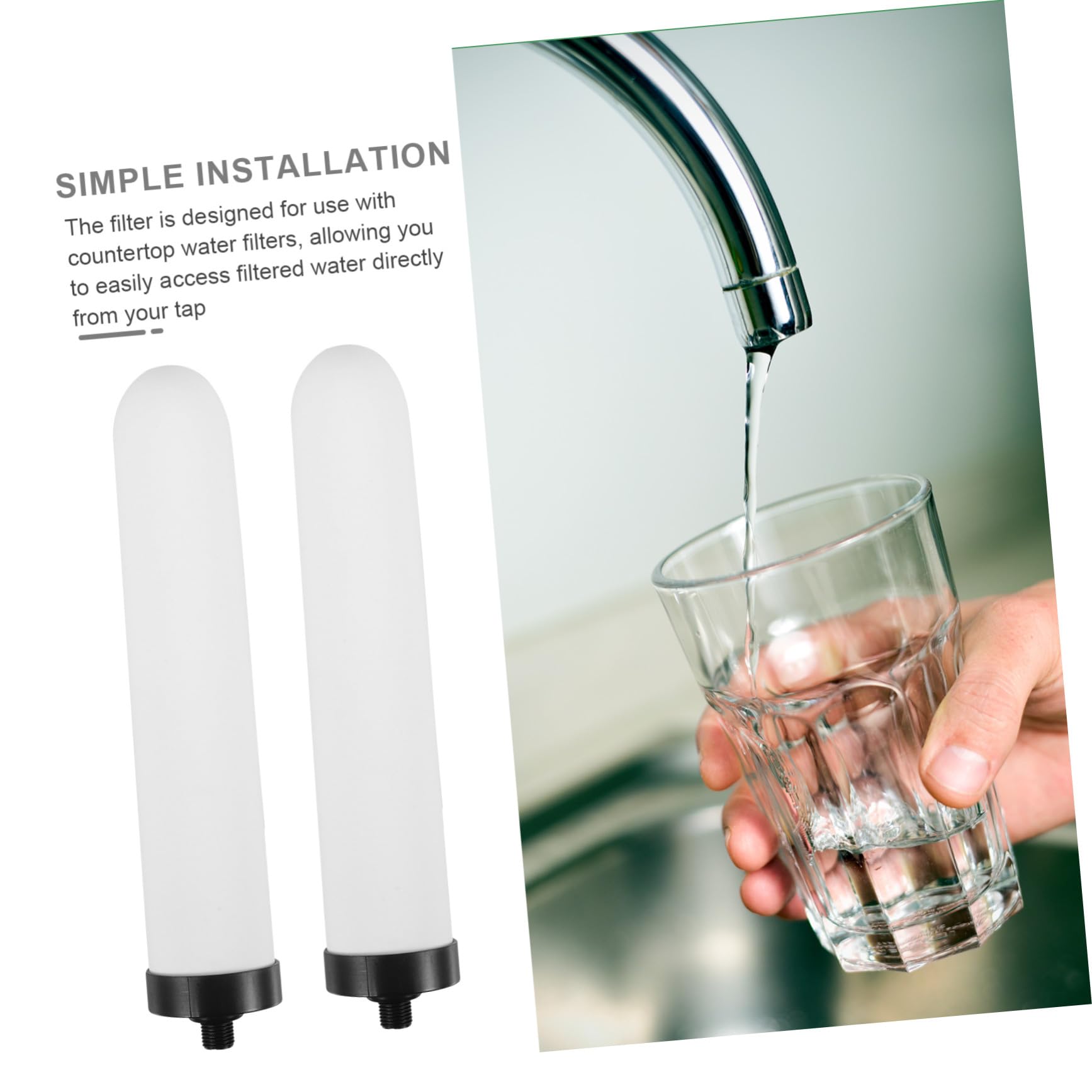 Filtro Cerámico de Repuesto Beige, 2 Piezas para Agua Potable | Compatible Filtros de Encimera, Instalación Conveniente, Cartucho para Sistema de Filtración