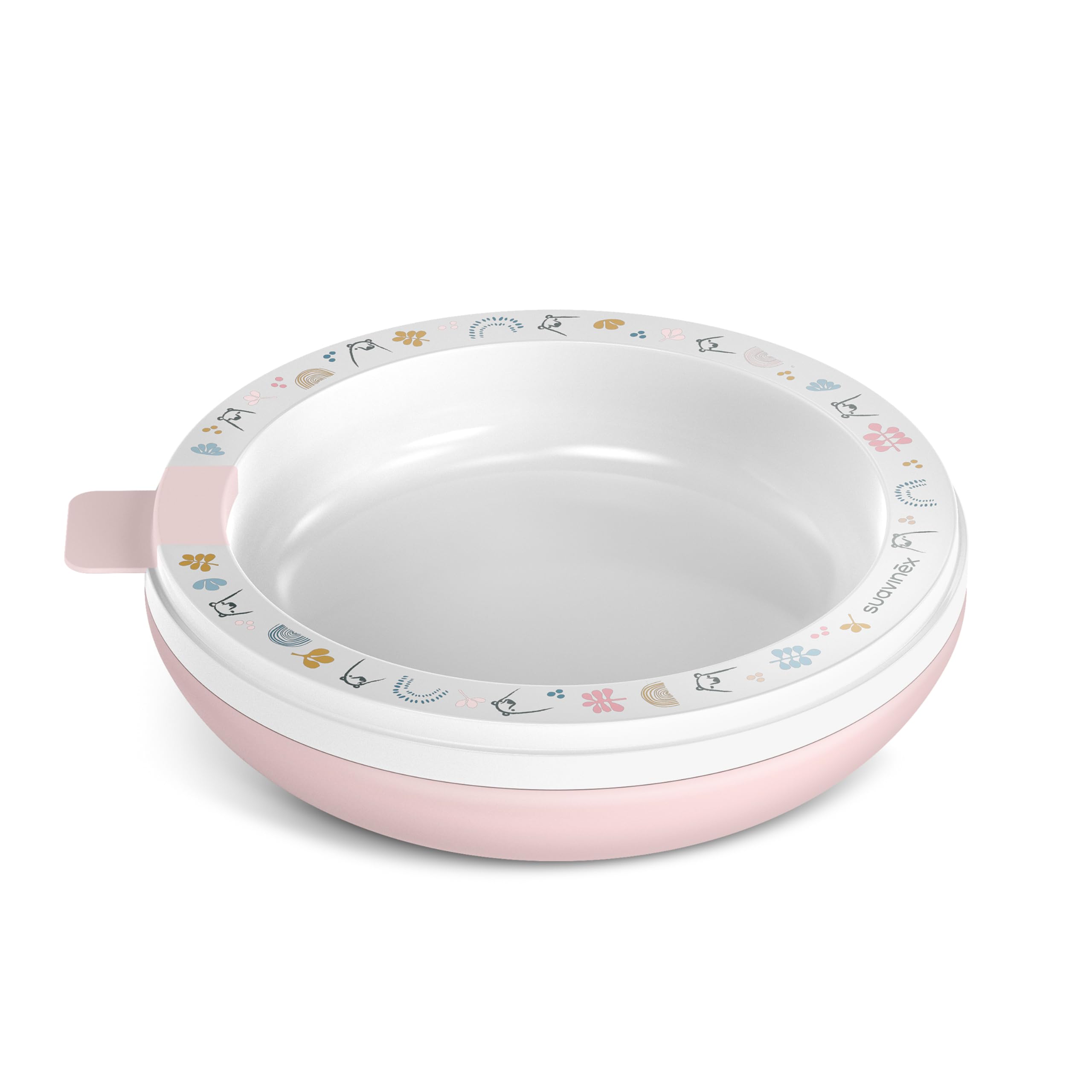 Suavinex, Zestaw gorących posiłków z talerzem termicznym, silikonowa łyżka + kubek z silikonowymi uchwytami i dziobkiem + talerz termiczny + 6 miesięcy, My Family Pink