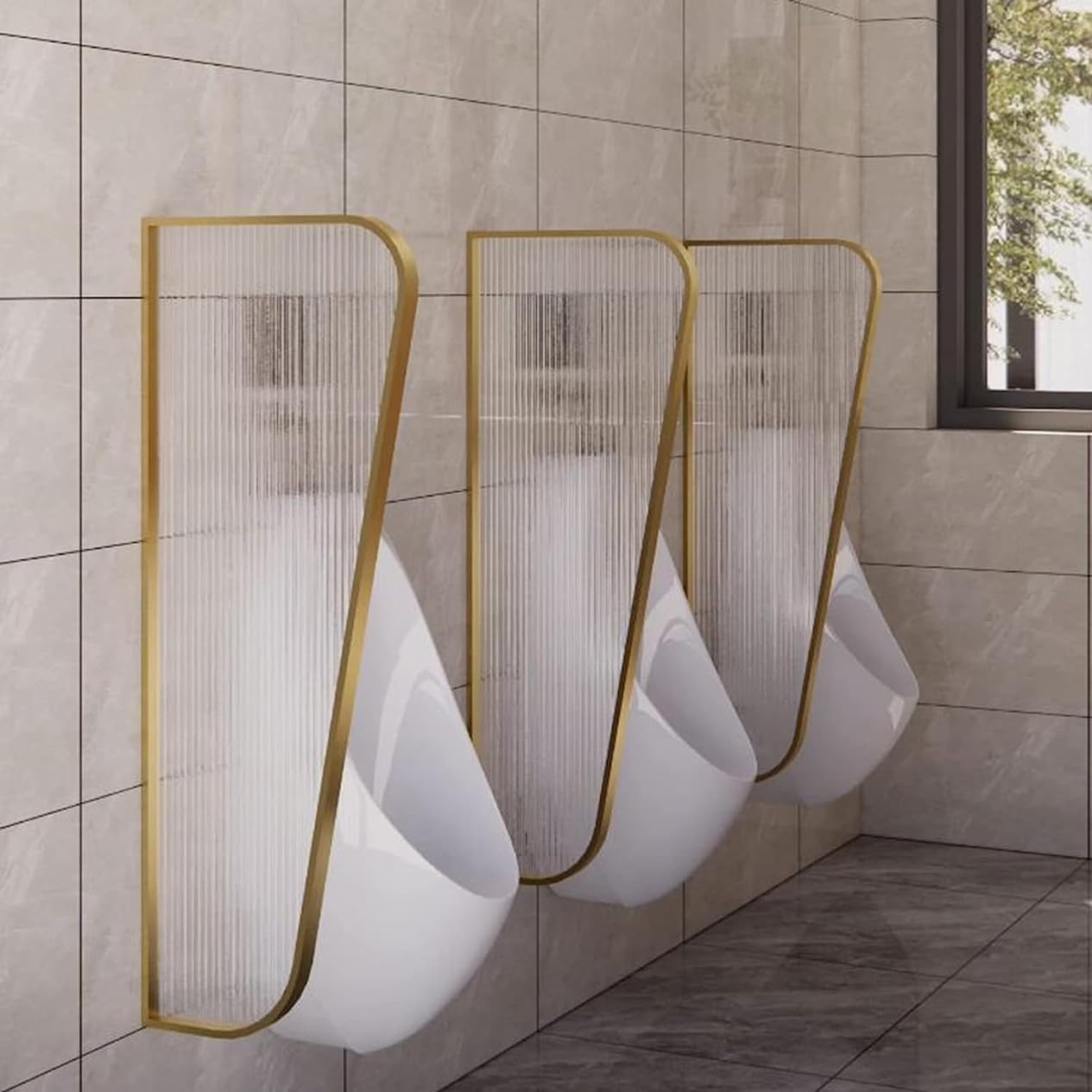 BTZHY Urinal Screen Toilet Partition, Urinal Privacy Screen Wall-Mounted Men Urinal Protection Screen Divider Partition,Stainless Steel Frame and Translucent Glass Panel ， for Bathroom/Hotel/Publi