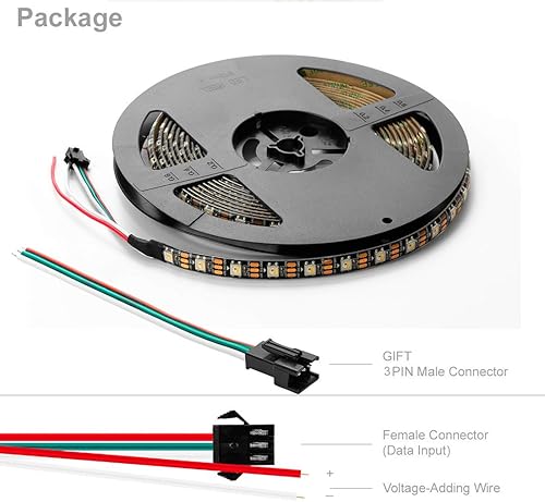 Miniatura 9 de BTF-LIGHTING RGBW RGB + blanco cálido SK6812 (Similar WS2812B) 4 colores en 1 tira LED direccionable individualmente 16.4 pies 60 píxelm 300 LED Luz