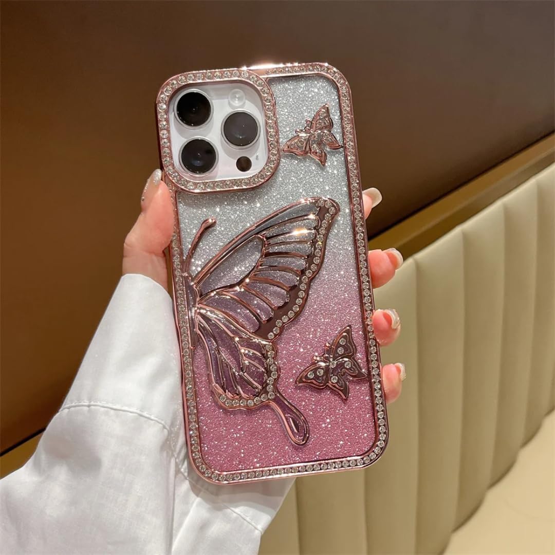 Coque iPhone 14 strass rose paillette housse de protection antichoc - 8