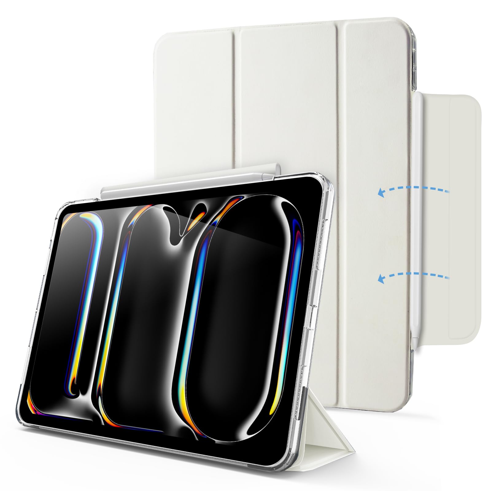 MYGROO for iPad Pro 11 inch case (M4/M5) 2024/2025,Case for iPad Pro 11（Model No.A2837,A3006） with Pencil Holder, Slim Smart Cover with Clear Back