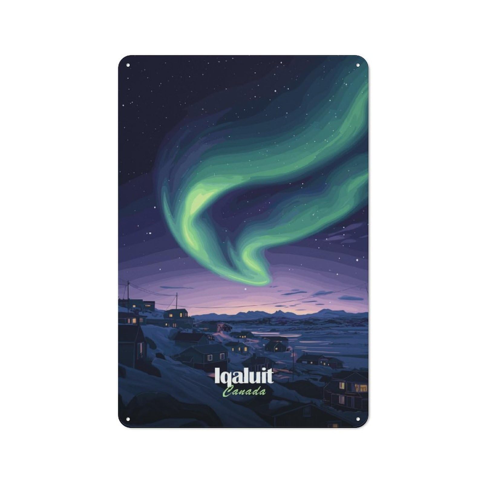 Junmoney Northern Lights Over Iqaluit Shop Front Style Cafe Metal Sign 30X20cm, Bistro Wall Plaque For Tea Room, Shop Wall Or Breakfast Area