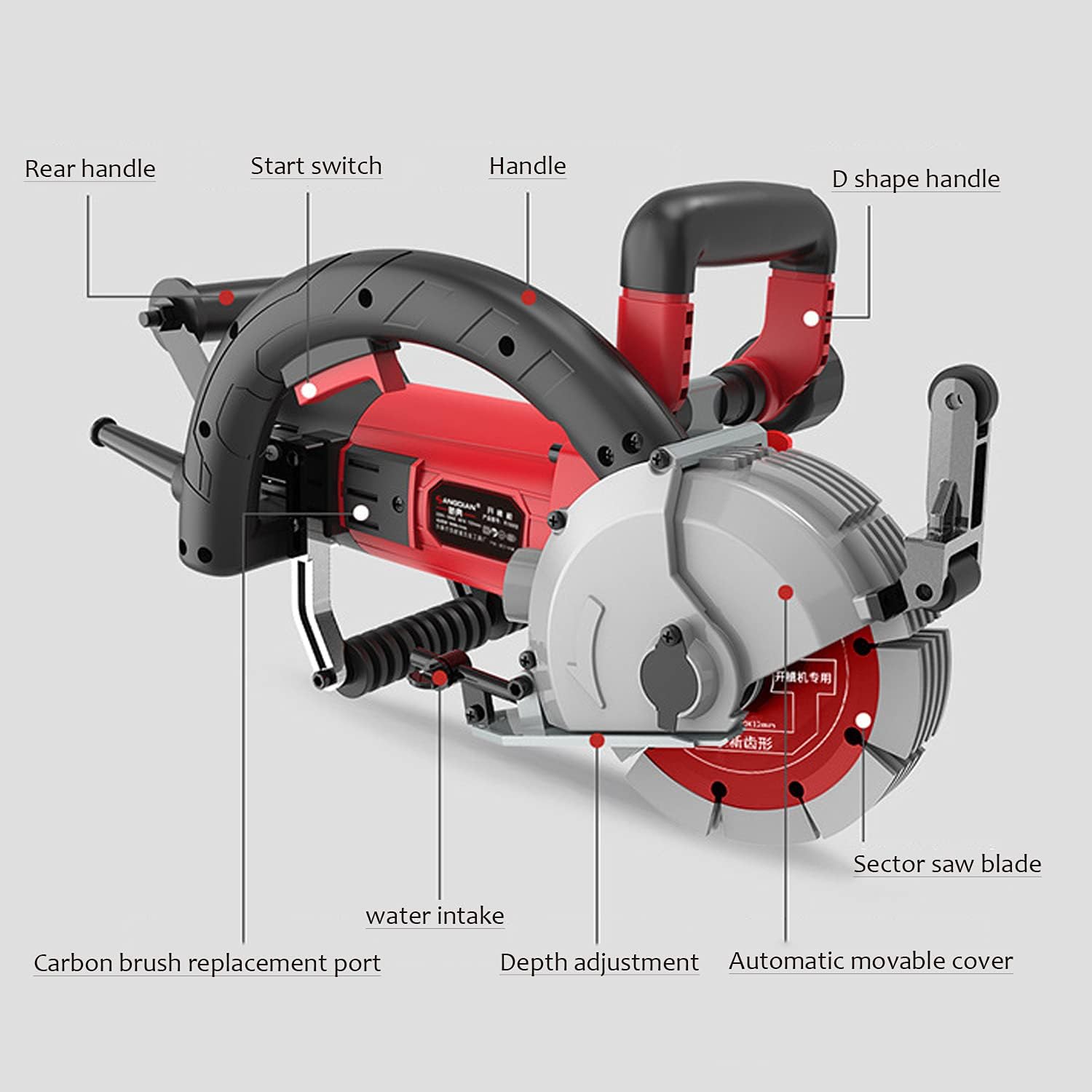4500W Multifunction Electric Wall Chaser Slotting Groove Cutting Machine with Water Pump Industrial Groove Steel Concrete Cutter