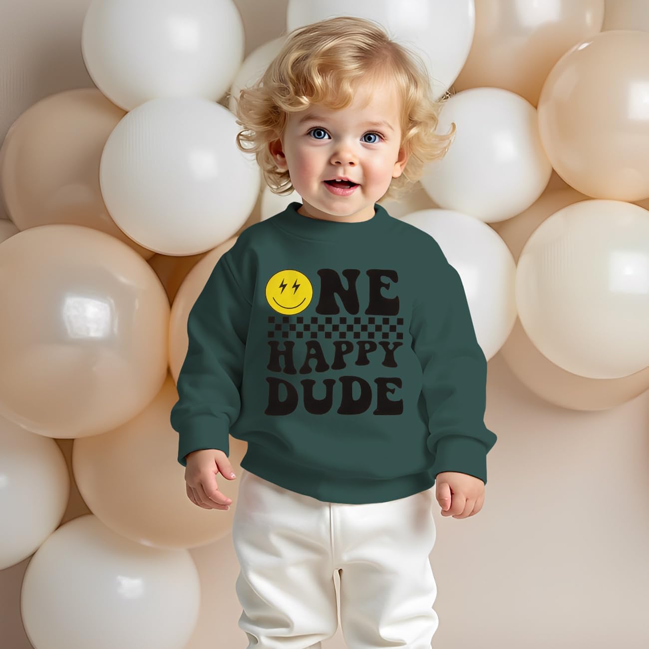 SOFEON First Birthday Sweatshirt Baby Boy One Happy Dude Pullover 1st Birthday Outfit One Year Old Long Sleeve Shirt Fall Top - Image 4