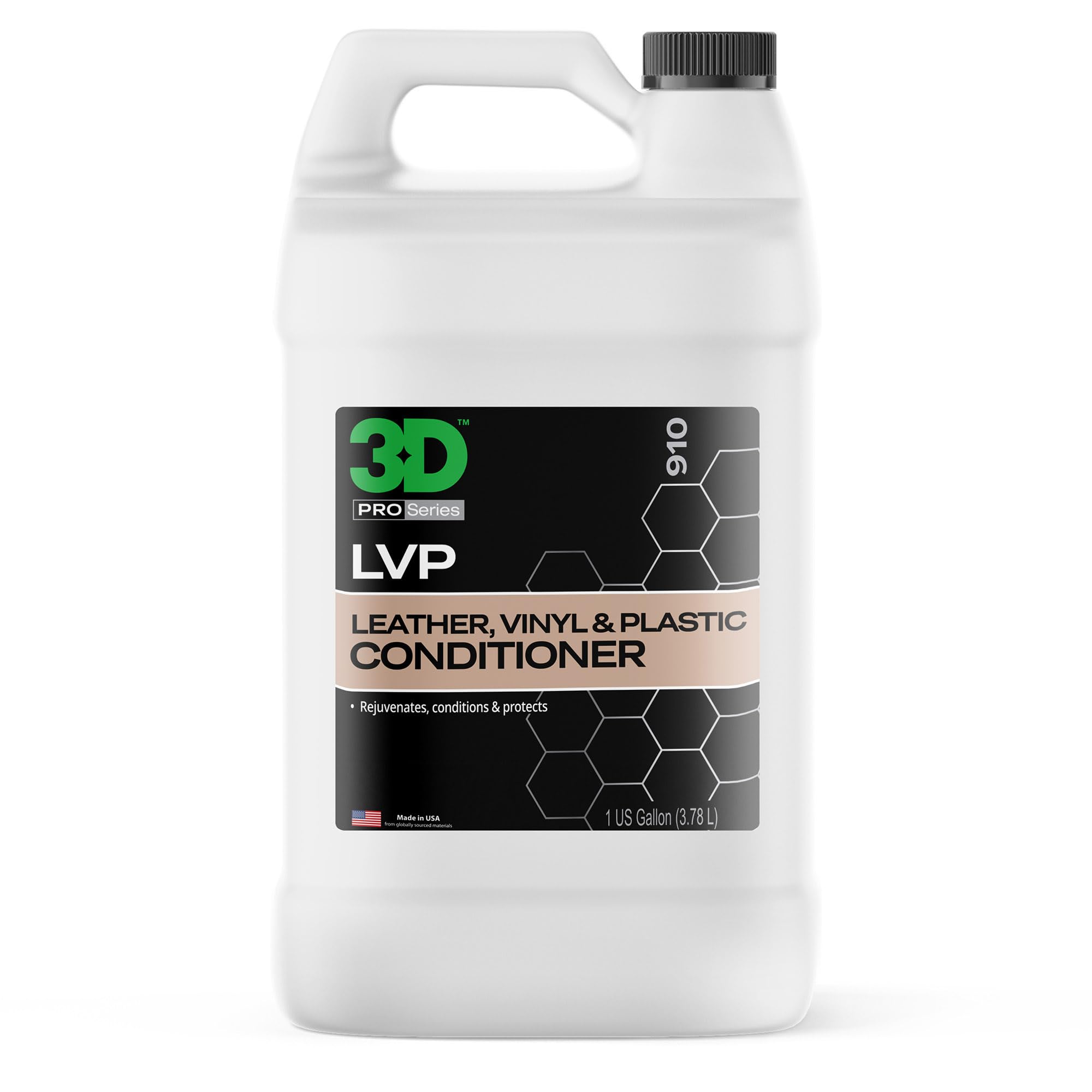 3D Leather, Vinyl & Plastic Conditioner | Restores, Conditions & Protects Car Interiors | Non-Greasy UV Protection for Seats, Steering Wheels, & Trim |1 Gallon
