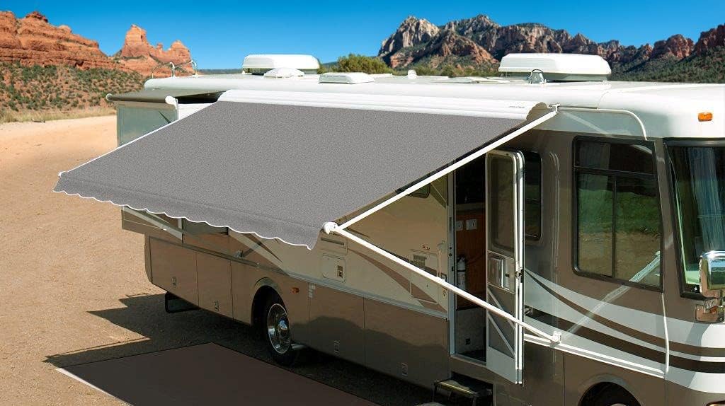RV Awning Fabric Replacement - Acrylic for Dometic with existing Metal Cover (18' (Fabric 17'2"), Taupe)