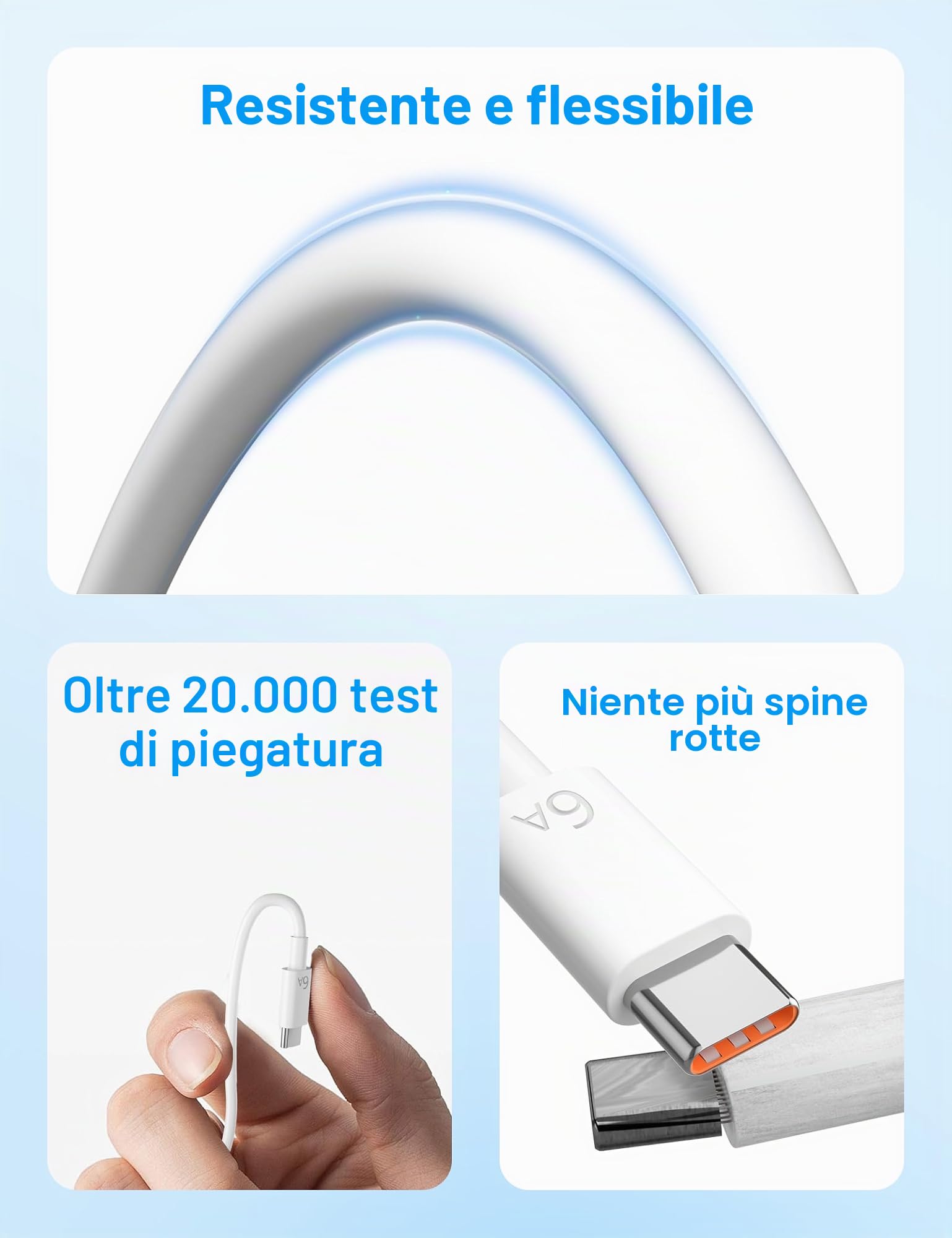 Cavo USB-A A USB-C 1.8m 6A 100W SuperCharge – Nylon Intrecciato Per Honor E Huawei