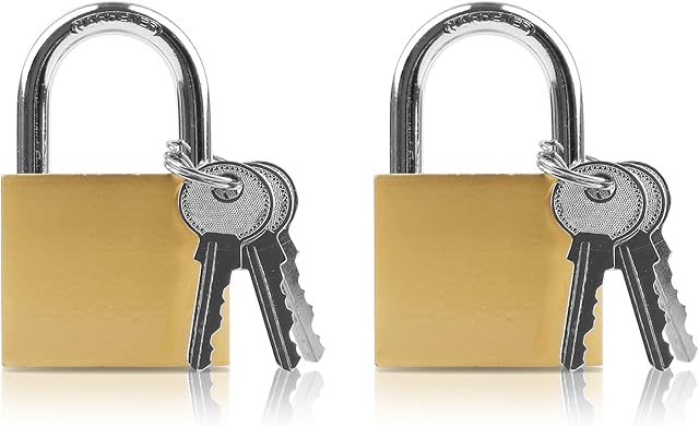 Lamondre Padlock 2 Pack Padlocks, Small Padlock with Keys, Mini Padlock, Key Padlock for Gym Locker, Travel Bags, Cabinets - 32mm