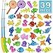 Produktbild Nunki Toy Angeln Spielzeug, Badespielzeug, 39 Stücke Magnetisches Angeln Spielzeug, Originales farbiges wasserdichtes schwebendes Spielzeug in der Badewanne Lernspielset zum Angelnlernen