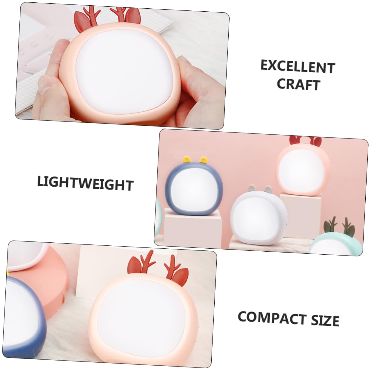 BESPORTBLE Scaldamani Elettrico Ricaricabile a 3 Pezzi Riscaldamento Rapido Luce da Tavolo a Led 2 in 1 per Uso in Climi Stili multipli