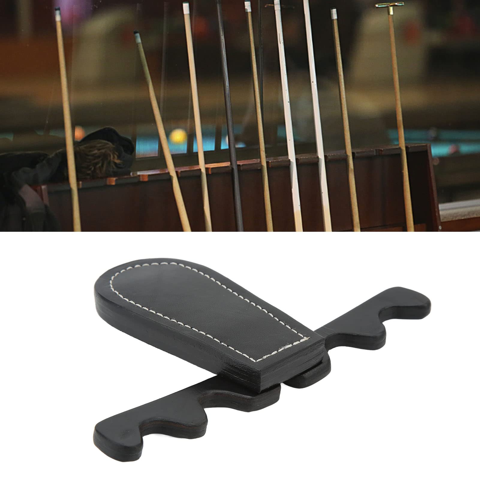 Fockety Pool-Stick-Halter, Tragbare Zusammenklappbare Queue-Halterung Queue-Halter Hält 4 Queues Gegen den Tisch, Sattelleder-Billard-Queue-Rack Pool-Queue-Halter-Klaue für Billardtisch