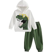 Xumplo Boys Dinosaur Outfits Little Kids Long Sleeve Hoodies and Jogger Pants Sets Children 2Pcs Cotton Clothing