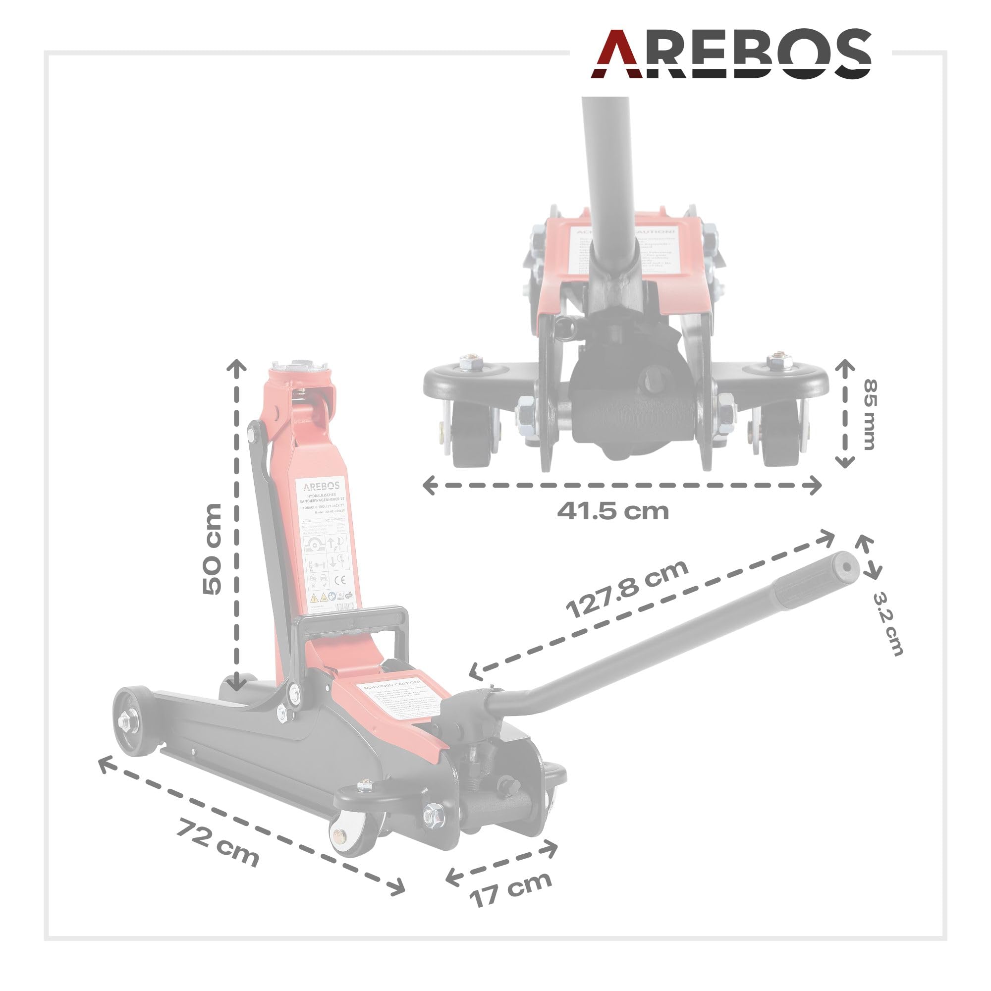 Arebos 2T Hydrauliczny podnośnik manewrowy płaski | wysokość podjazdu 85-385 mm | 4 podpory | podnośnik samochód osobowy samochód osobowy