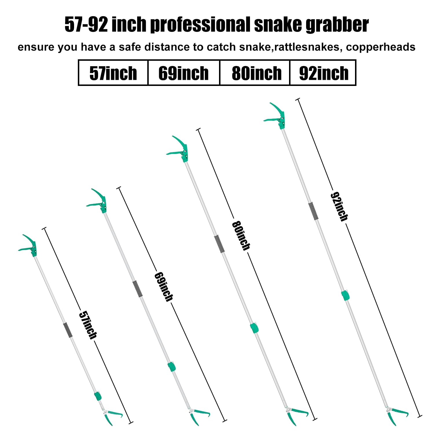 Pinze estensibili per serpenti e rettili, 233,7 cm, pinza per serpenti, con ganascia larga, con serratura e impugnatura comoda