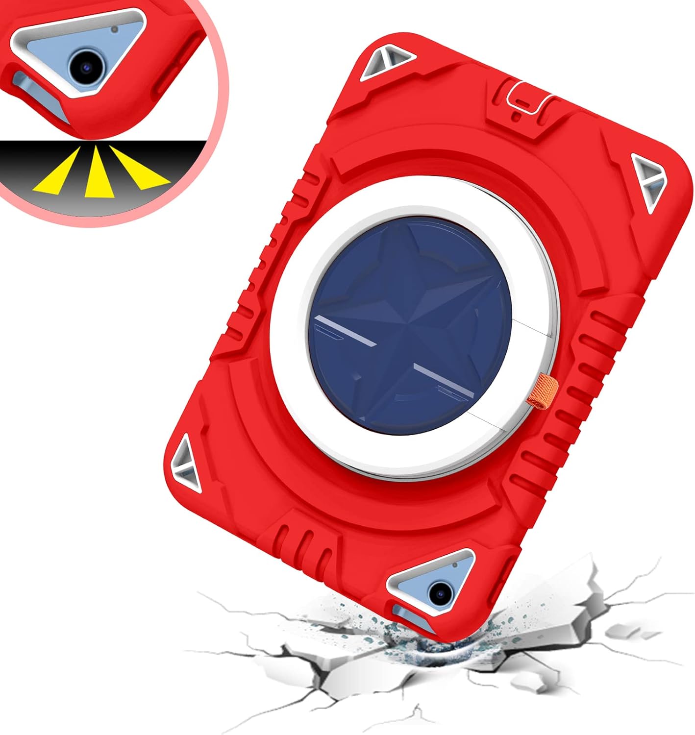 XZC Case for iPad (A16) 11th Generation 11 Inch 2025/ iPad 10th Generation 10.9 Inch 2022 Heavy Duty Shockproof Rugged Cover with Rotating Stand/Pencil Holder/Carrying Shoulder Strap (Red)