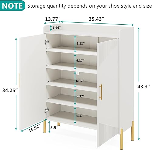 Miniatura 2 de Tribesigns Large Shoe Cabinet, 30 Pairs Entryway Shoe Storage Cabinet with Doors and Shelves, 6-Tier Modern Shoes Rack Organizer for Hallway,