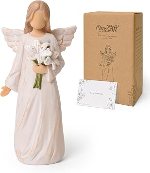 Memorial Angel Figurine with Lily, Sympathy Gifts for Loss of Loved One