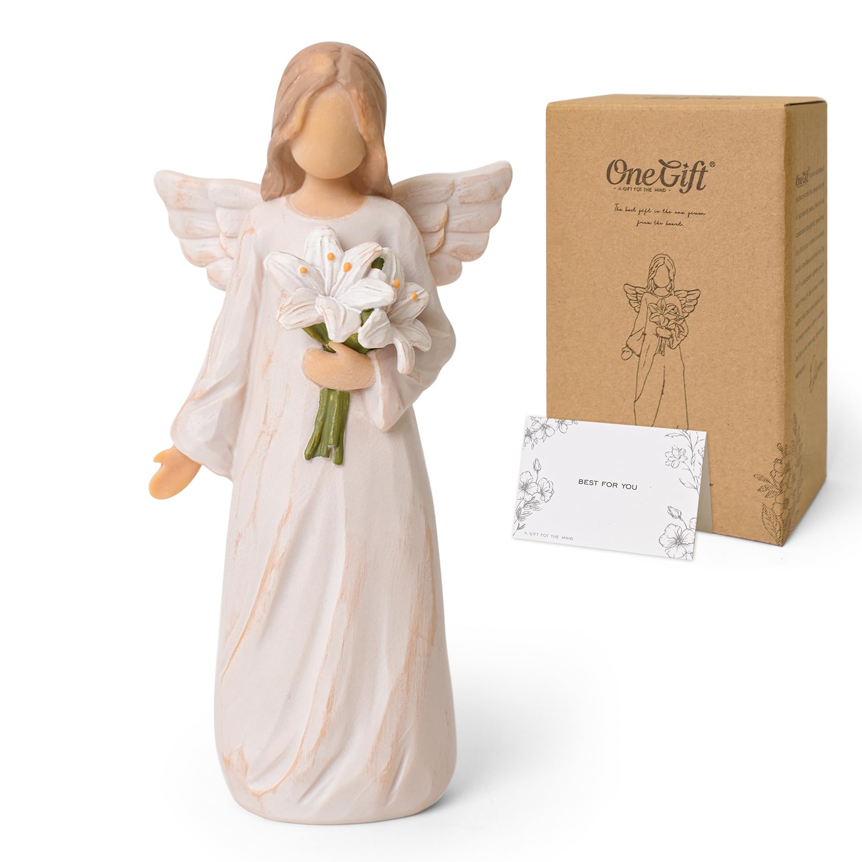 Lnrkai Trauergeschenk für Verlust, Beileidsgeschenke für den Verlust Eines Geliebten Menschen, Gedenkgeschenke, Geformte Handbemalte Lilienstatue für Beileidsgeschenk