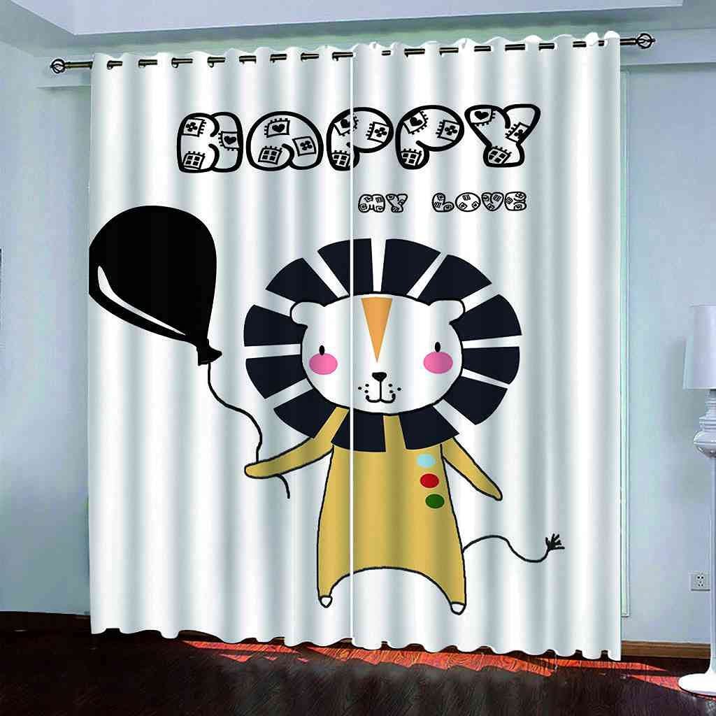 Rideaux occultants enfant lion 3D isolant thermique et phonique pour chambre 264x242 cm