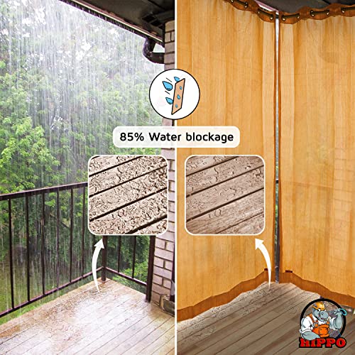 Image of HIPPO 150 GSM Outdoor Sun Blocking Balcony Eyelet /Grommet Curtains Sun & UV Protection, Light Filtering 3FTX8FT Door Curtain (Yellow)