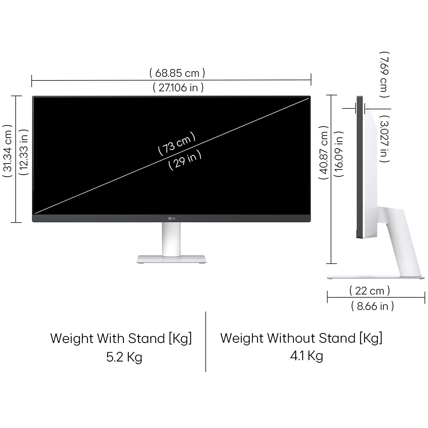 LG 29U531A Smartchoice 73 cm (29 Inch) UltraWide WFHD (2560x1080) IPS Monitor, 100Hz, 5ms(GtG), Anti-Glare, HDR10, 3-Side Virtually Borderless, HDMI, DP, USB-C, Speakers, Tilt Adjustable (White) — Amazon image 4