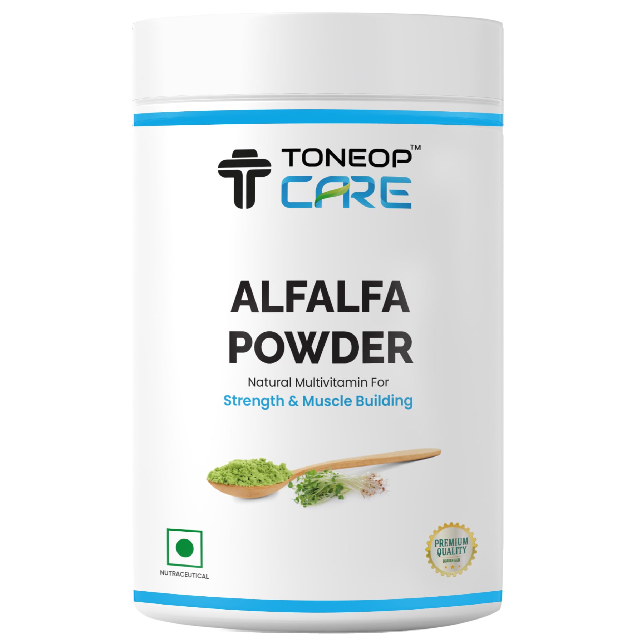 ToneOp Care Alfalfa Powder | Boosts Stamina, Enhances Muscle Recovery, Supports Bone Health, Immunity & Digestion | Rich in Calcium, Vitamin K & Antioxidants | Vegan & Gluten Free | 100g Pack