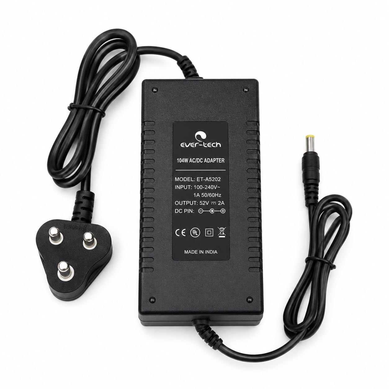 Evertech ET-A5202 52V 2A 104W AC/DC Power Adapter for PoE Switch, 5.5 x 2.5 mm DC Pin, Surge & Overload Protection-image-7