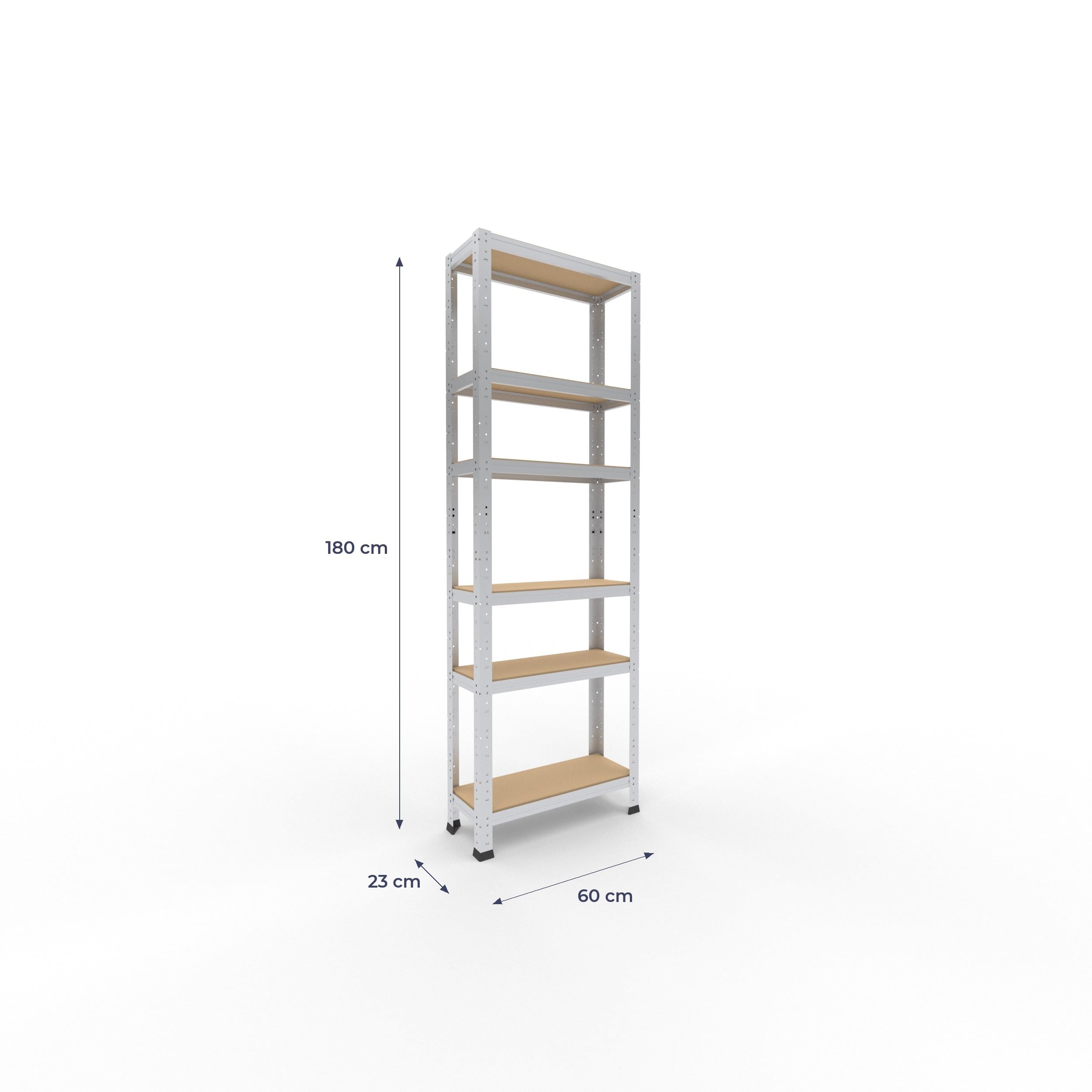 shelfplaza Home 180x60x23 cm Estantería Pesada en galvanizada con 6 baldas y 145 kg de Capacidad de Carga por balda