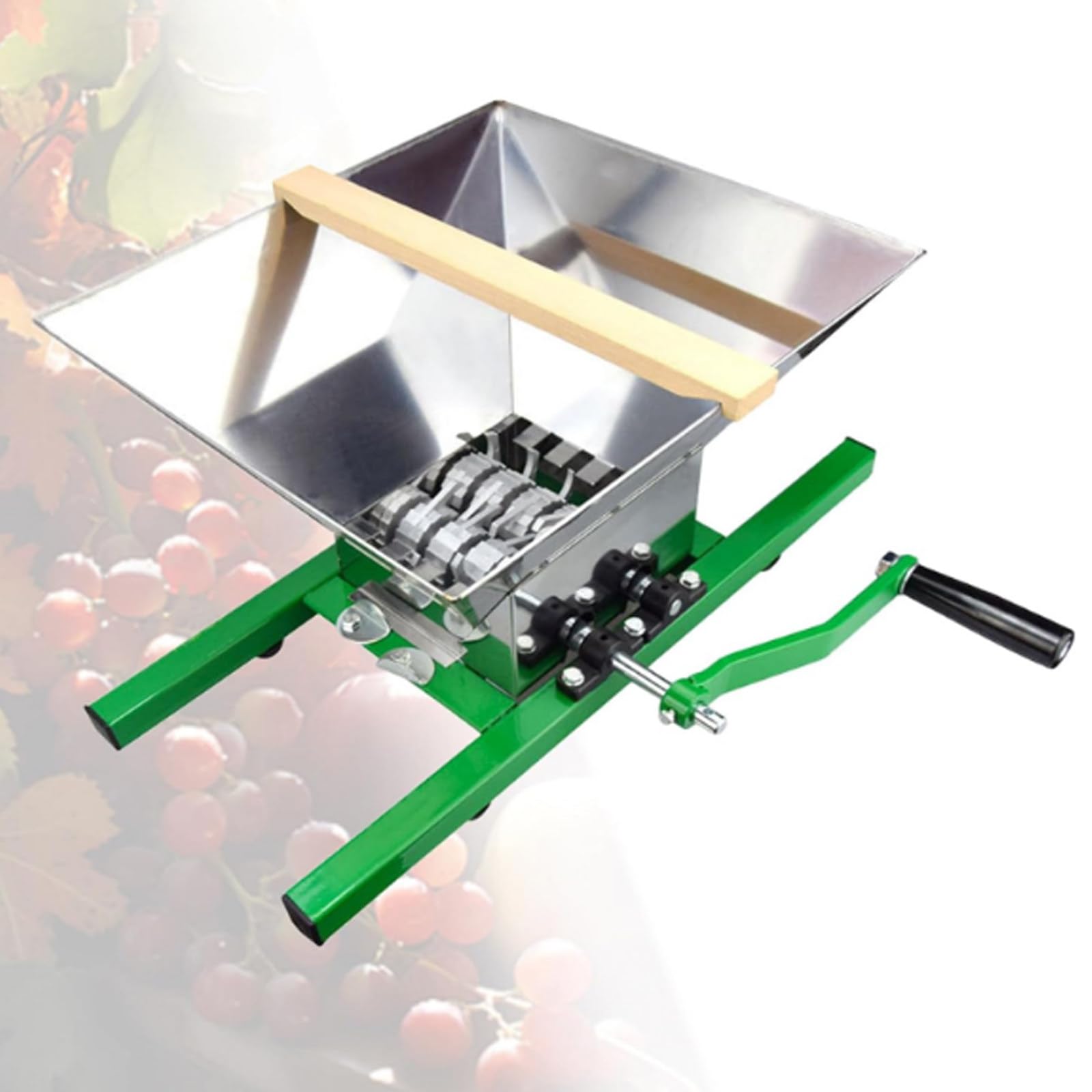 XygZythror Master Manual Fruit Crusher, Wine And Press With Juicing Roller, 7l Stainless Steel Fruit Crusher Portable Fruit Scratter Pulper Cider Pressing Green