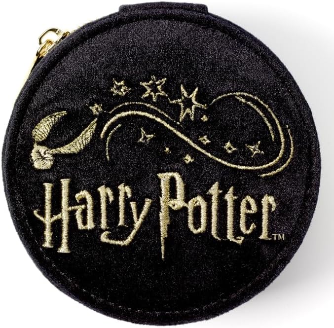 Harry Potter & Golden Snitch Black Embroidered Jewellery Box by The Carat Shop