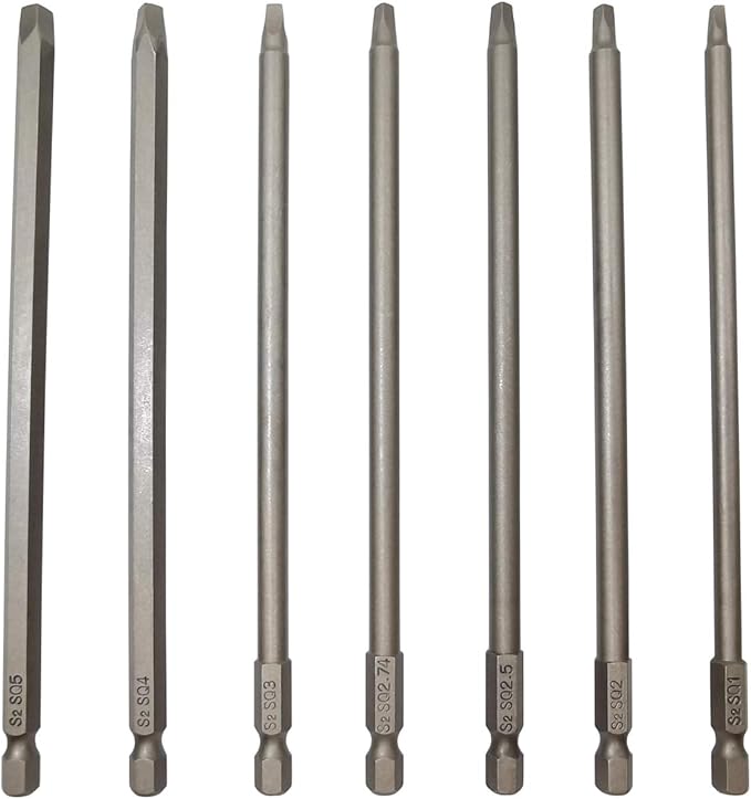 YDLQWCZ Square Head Long Screwdriver Bit Set SQ1, SQ2, SQ2.5, SQ2.7
