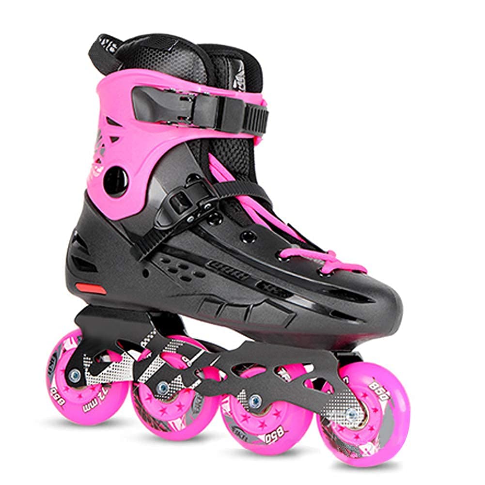MU Ruote Di Pu Regolabili S per Bambini Donna Men-Inline Roller Skate, Prestazioni Fitness Skates Inline Blades,Rosa,a / 10/11