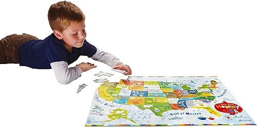 Miniatura 6 de C.R. Gibson Juego de rompecabezas de piso de mapa de Estados Unidos para niños, 74 piezas